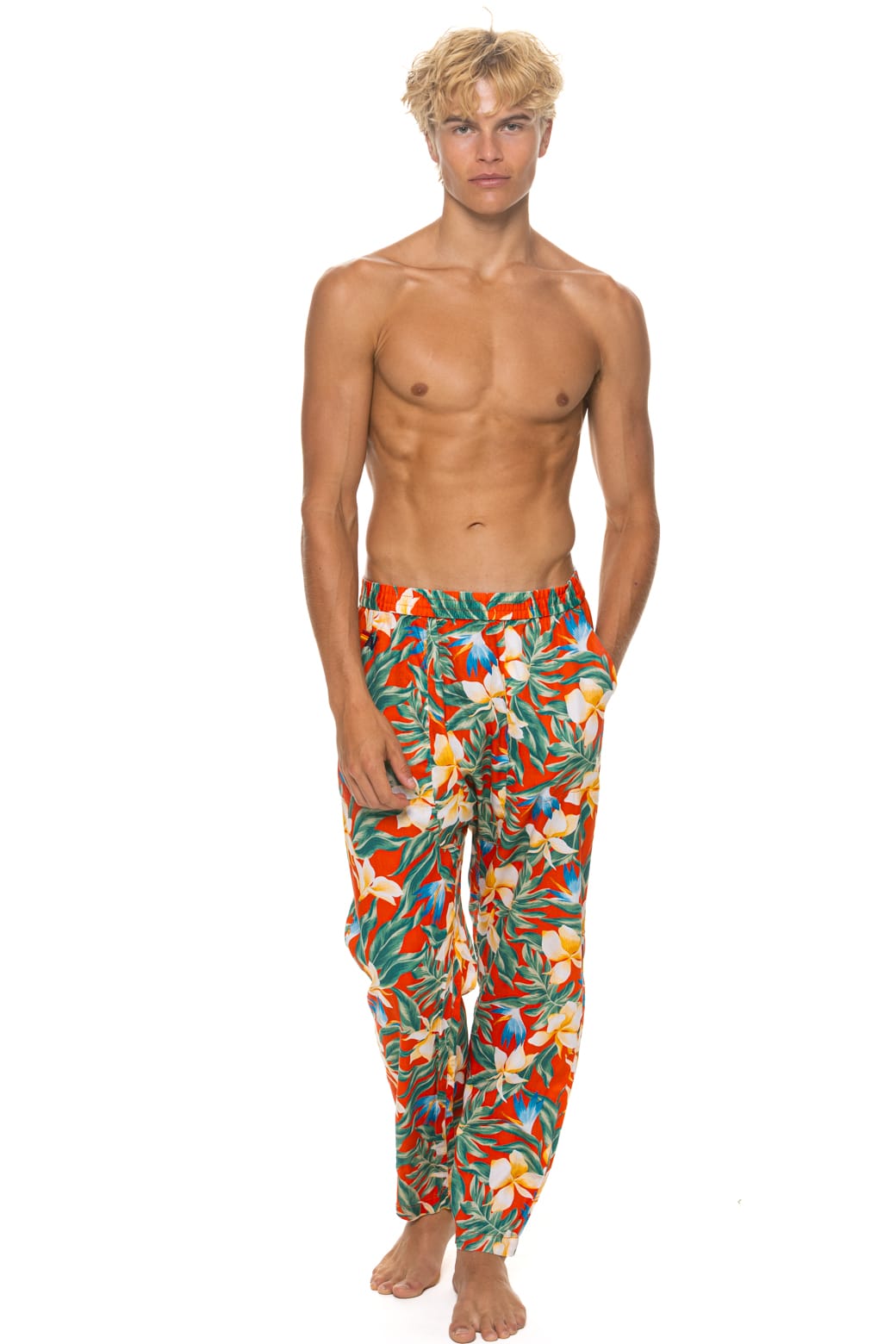Retro UNISEX COTTON LUXE POPLIN RELAXED PANT - RED KAUAI