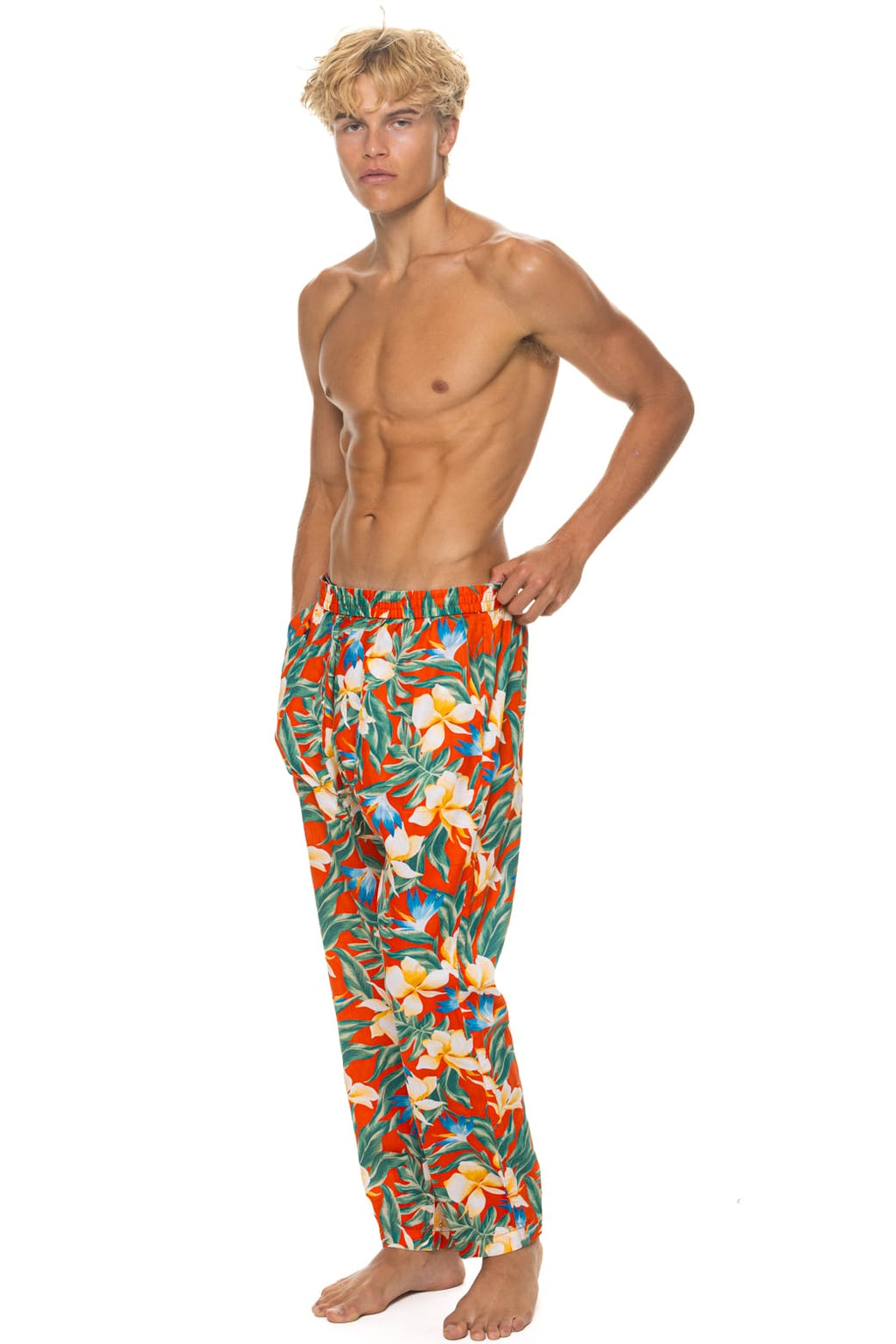 Retro UNISEX COTTON LUXE POPLIN RELAXED PANT - RED KAUAI