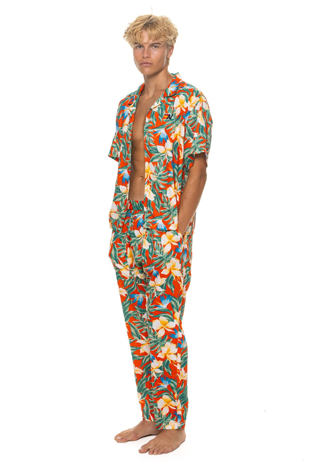 Retro UNISEX COTTON LUXE POPLIN RELAXED PANT - RED KAUAI