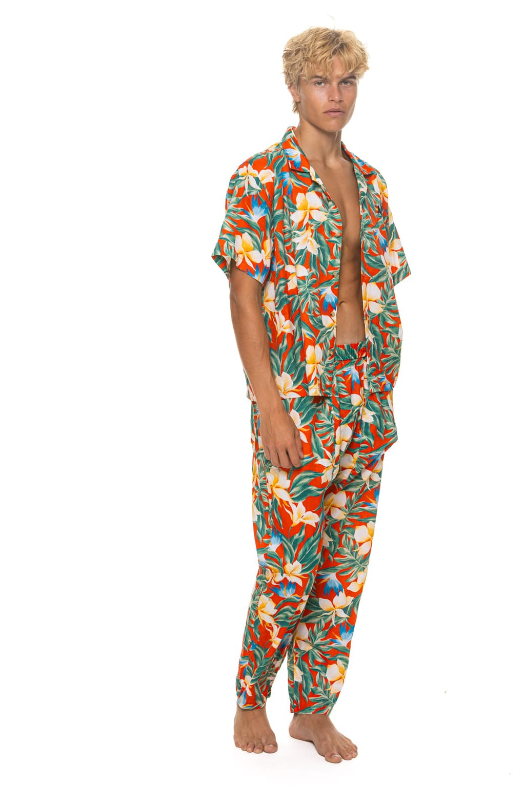 Retro UNISEX COTTON LUXE POPLIN RELAXED PANT - RED KAUAI