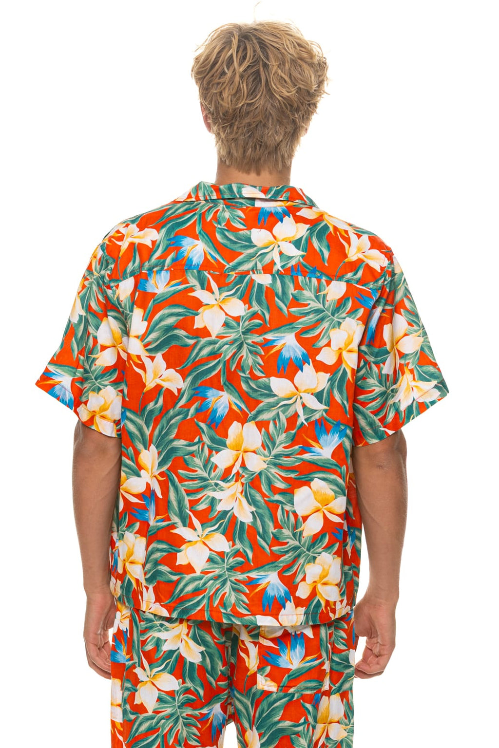 Retro UNISEX COTTON LUXE POPLIN RESORT SHIRT - RED KAUAI