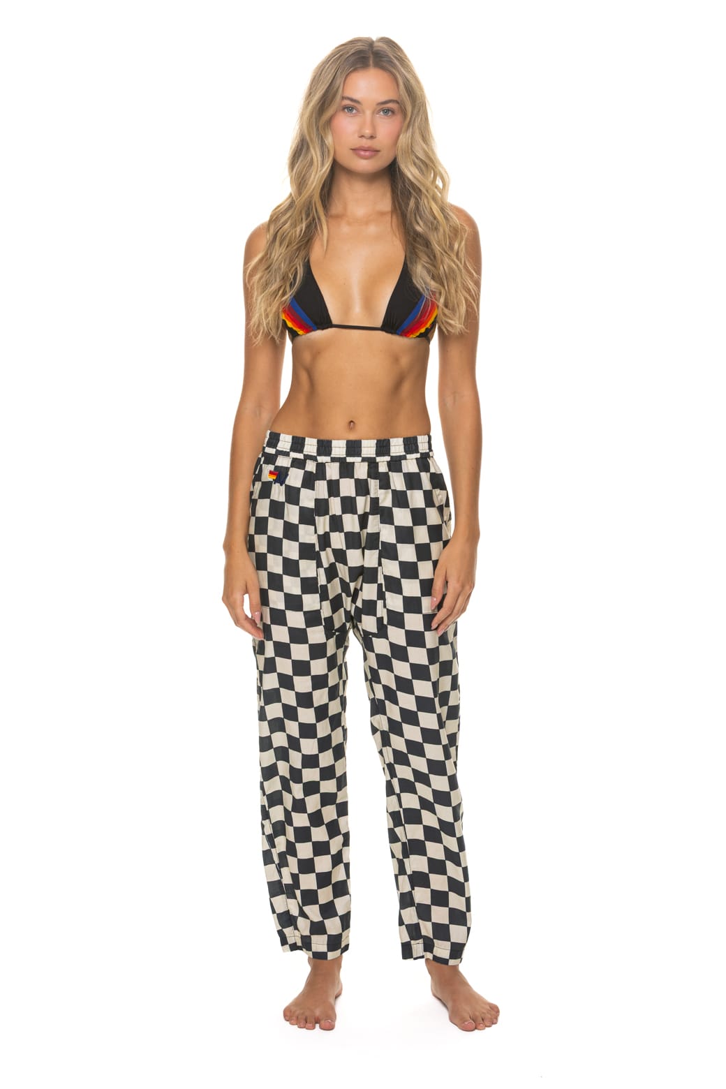 Retro UNISEX COTTON LUXE POPLIN RELAXED PANT - VINTAGE BLACK CHECKERED