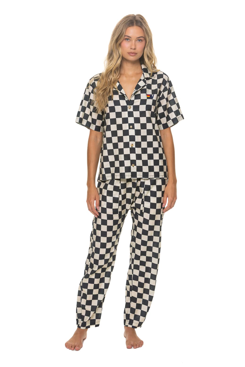 Retro UNISEX COTTON LUXE POPLIN RELAXED PANT - VINTAGE BLACK CHECKERED