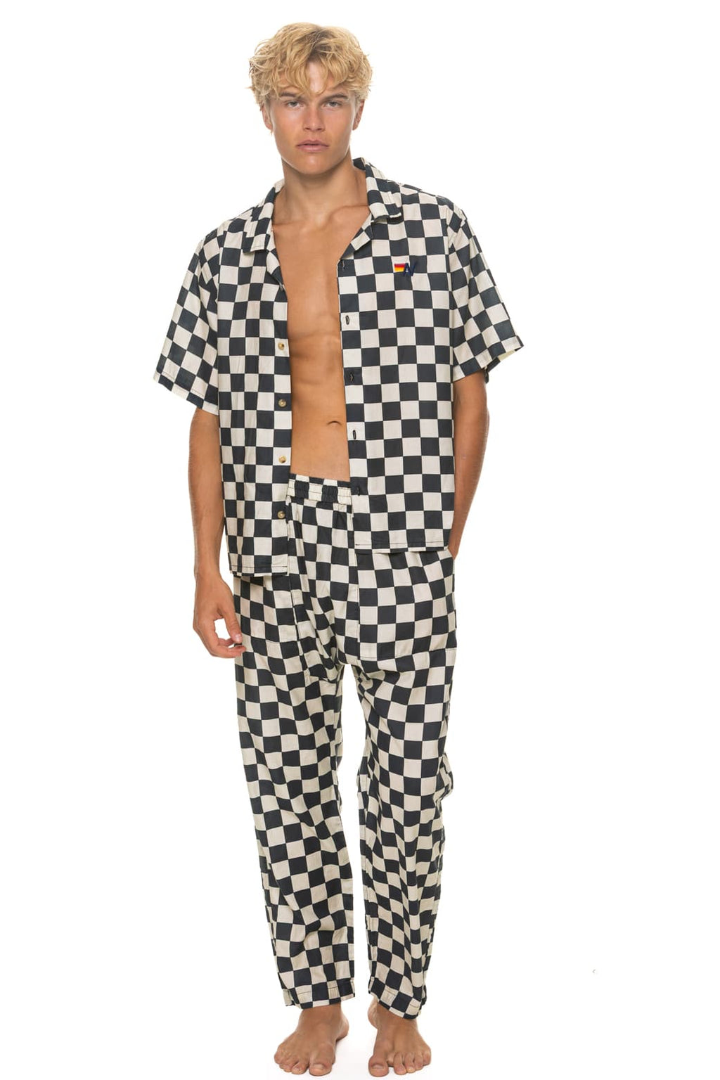 Retro UNISEX COTTON LUXE POPLIN RELAXED PANT - VINTAGE BLACK CHECKERED