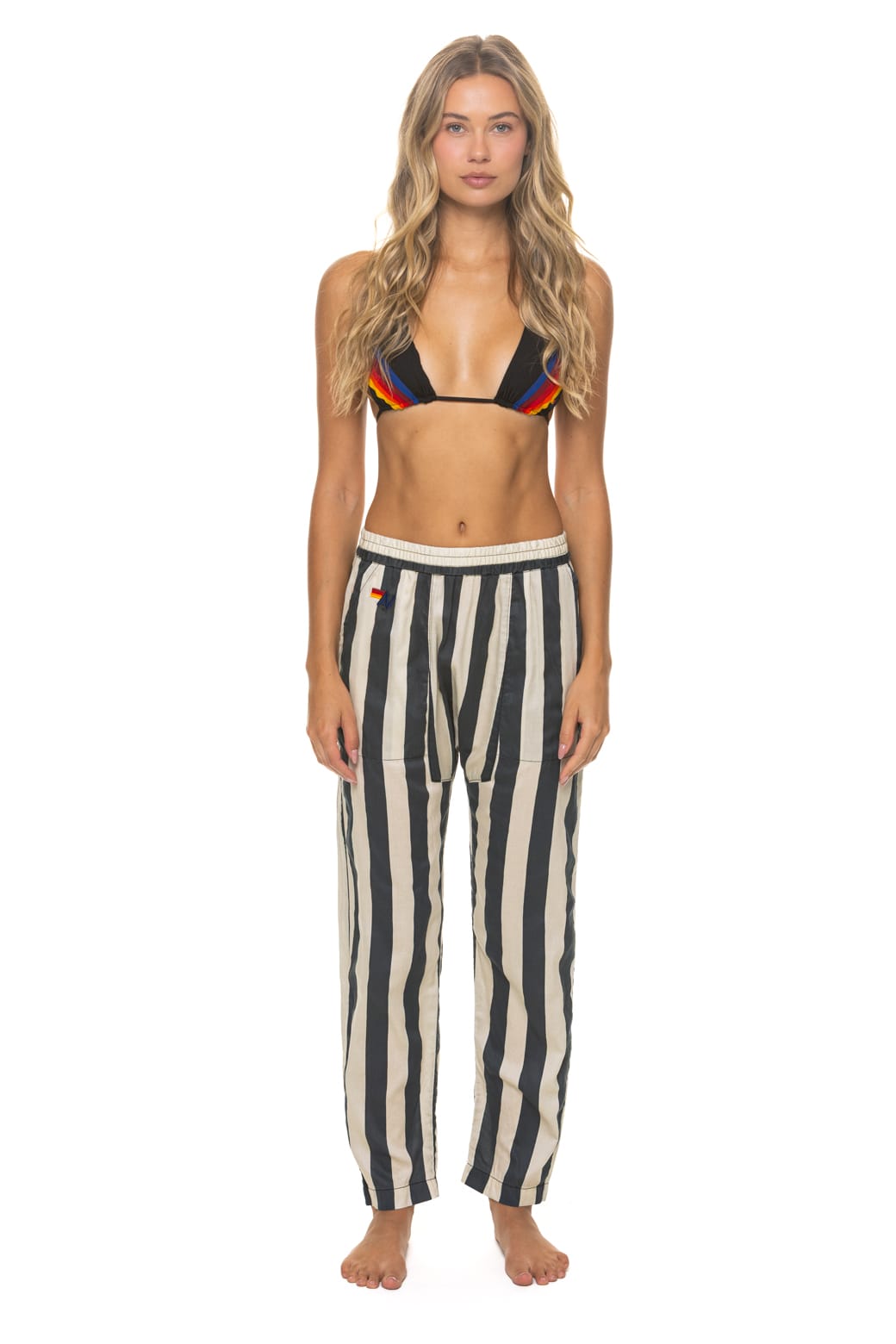 Retro UNISEX COTTON LUXE POPLIN RELAXED PANT - VINTAGE BLACK STRIPE