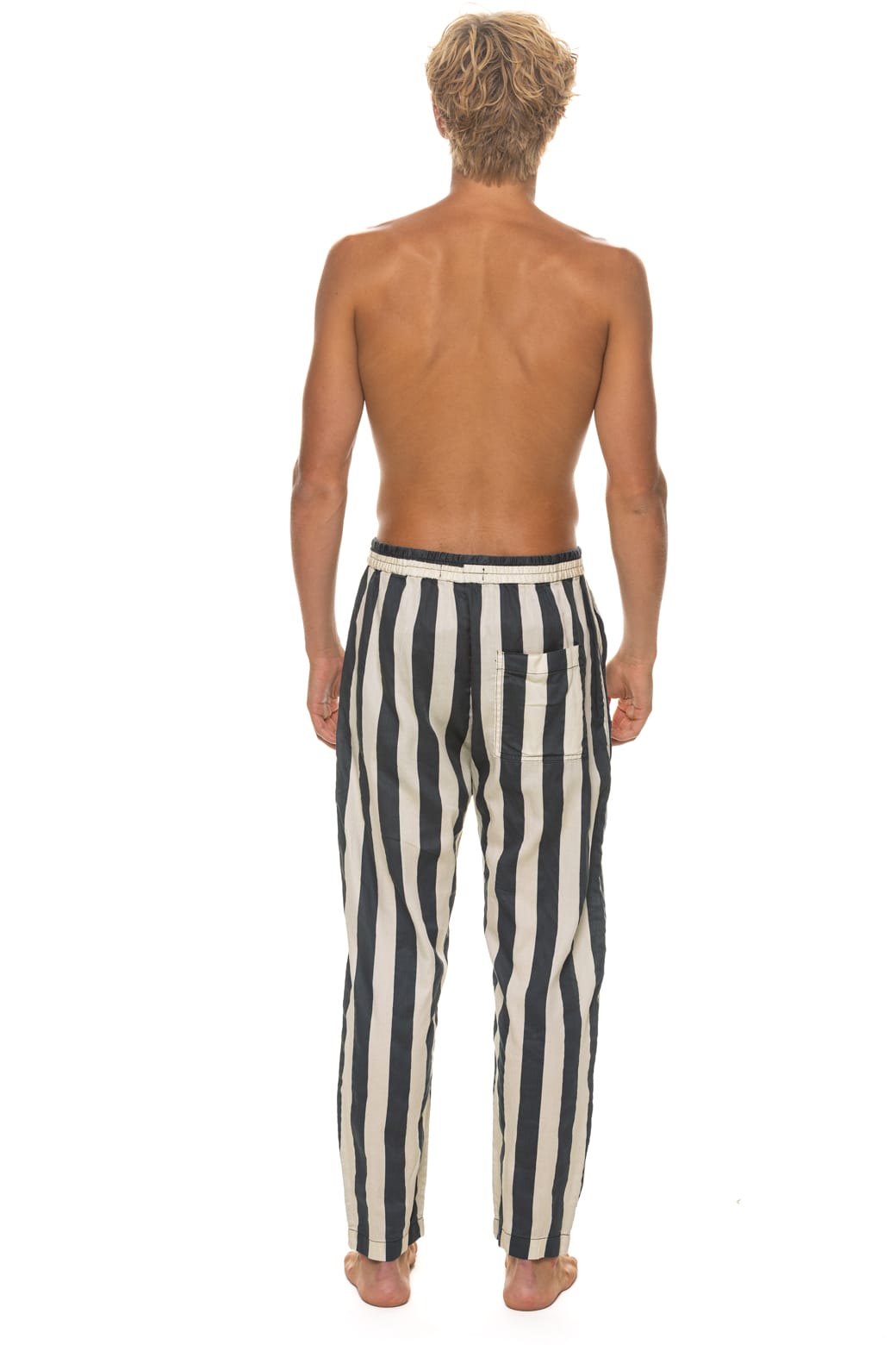 Retro UNISEX COTTON LUXE POPLIN RELAXED PANT - VINTAGE BLACK STRIPE