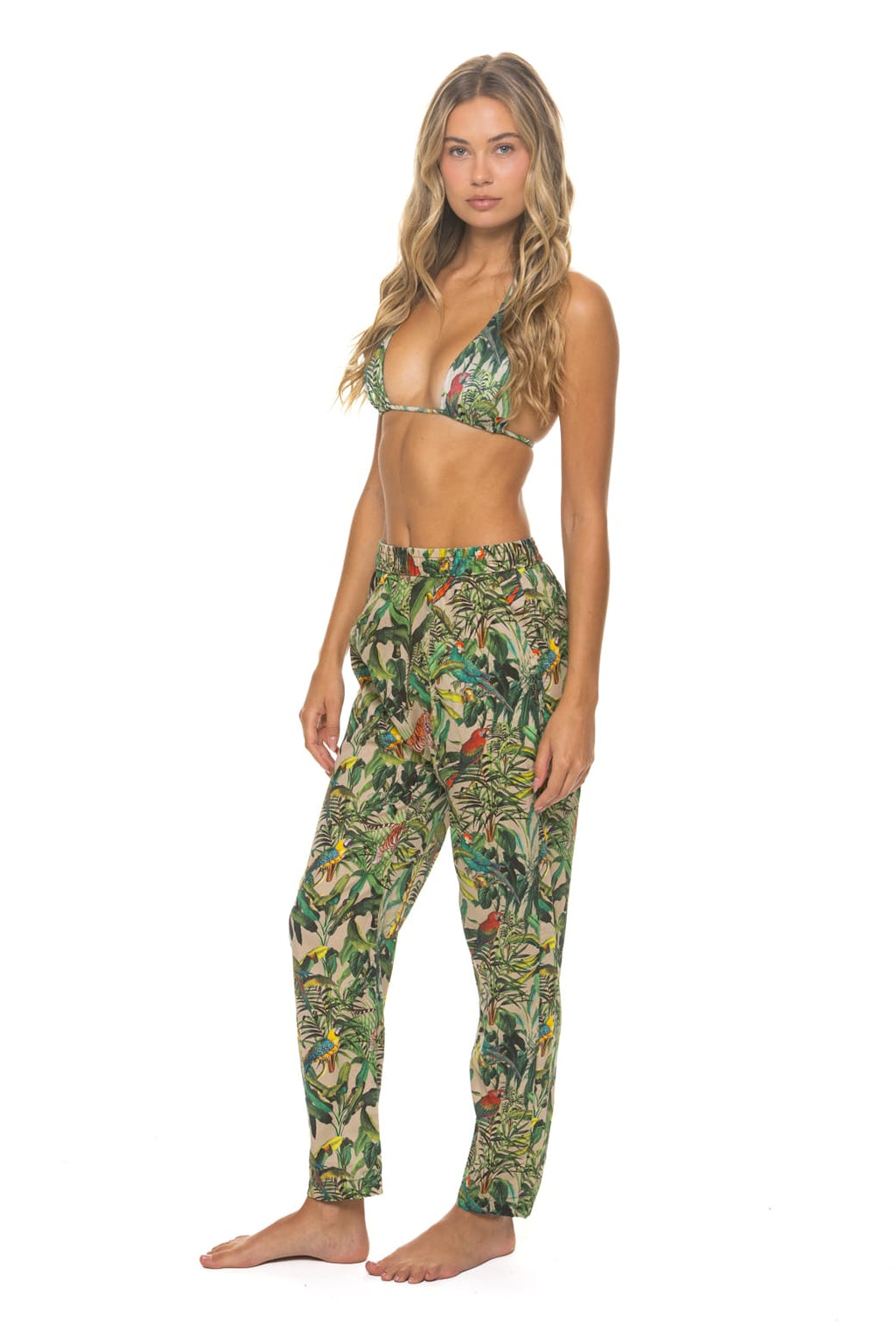 Retro UNISEX COTTON LUXE POPLIN RELAXED PANT - VINTAGE WHITE JUNGLE
