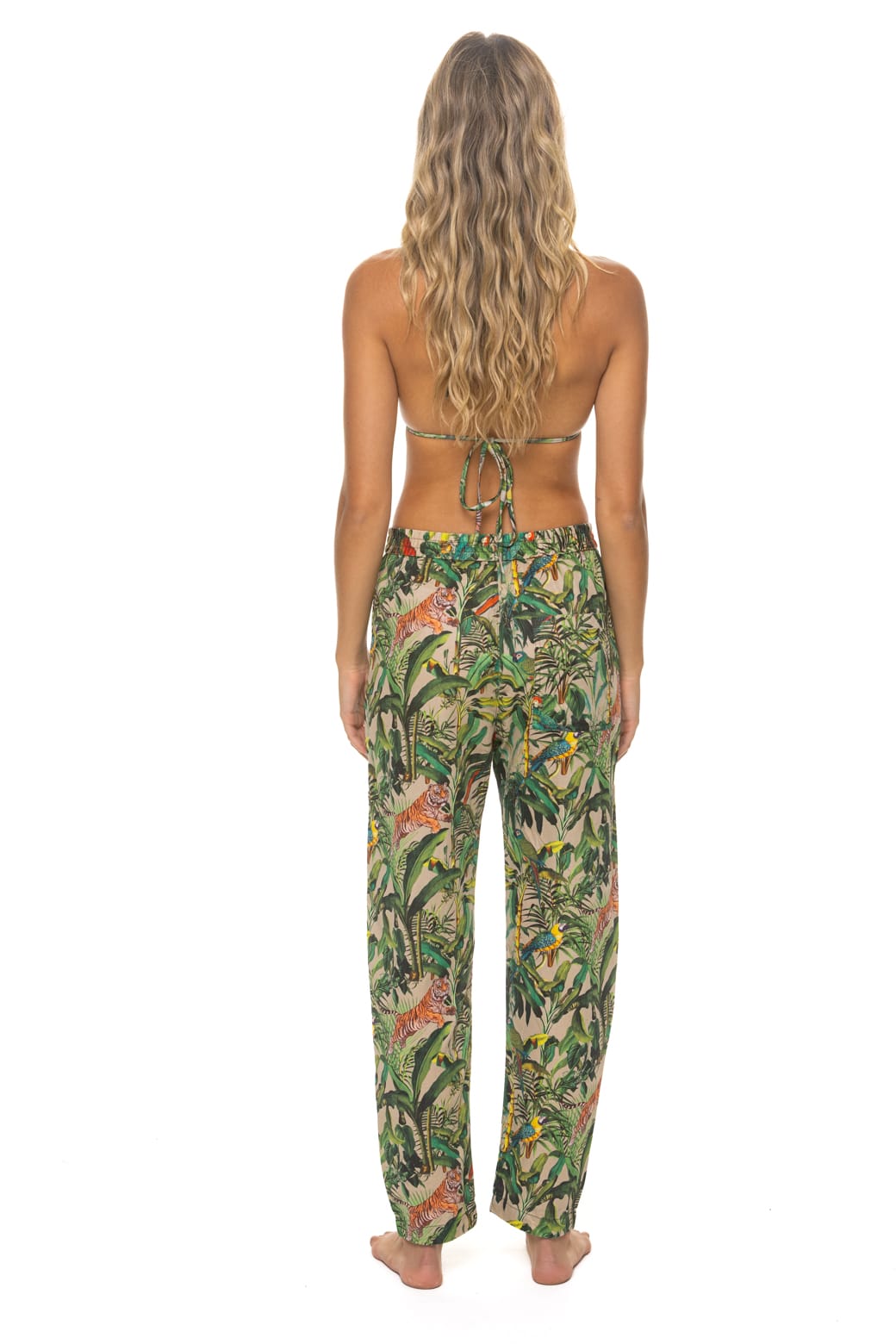 Retro UNISEX COTTON LUXE POPLIN RELAXED PANT - VINTAGE WHITE JUNGLE