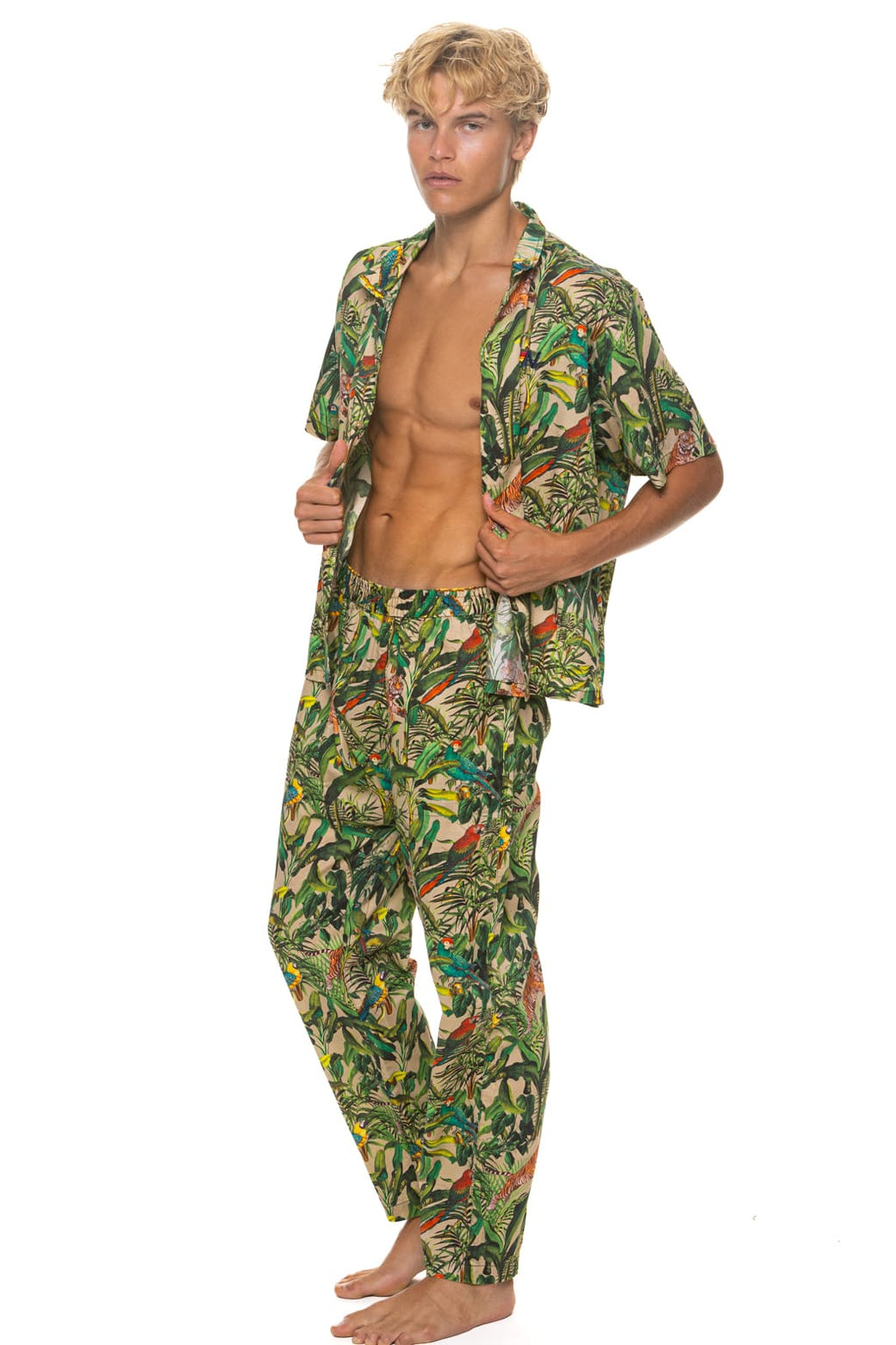 Retro UNISEX COTTON LUXE POPLIN RELAXED PANT - VINTAGE WHITE JUNGLE