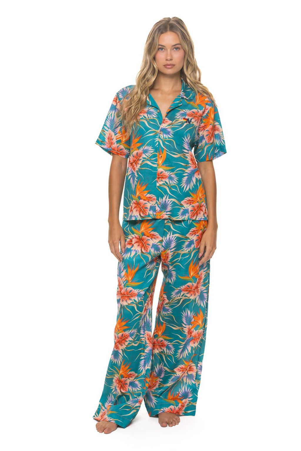 Retro UNISEX COTTON LUXE POPLIN RESORT SHIRT - BLUE HAWAII