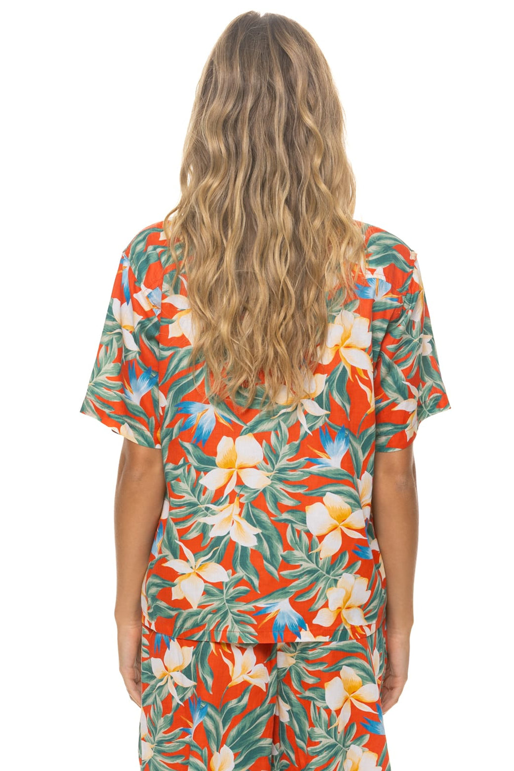 Retro UNISEX COTTON LUXE POPLIN RESORT SHIRT - RED KAUAI