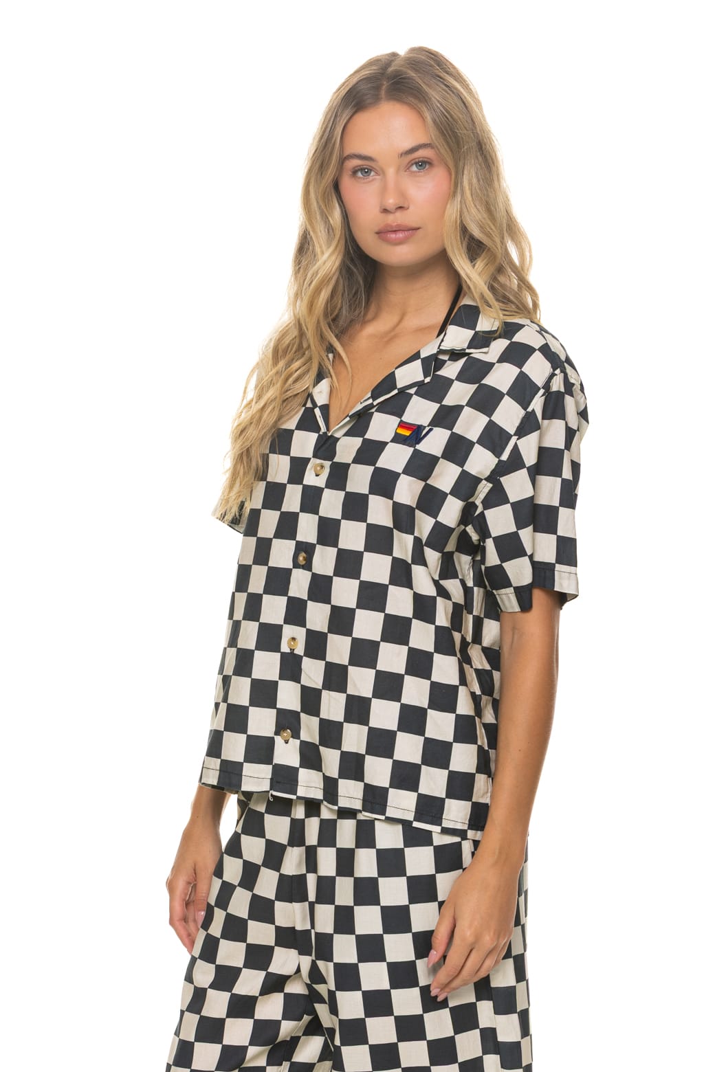 Retro UNISEX COTTON LUXE POPLIN RESORT SHIRT - VINTAGE BLACK CHECKERED