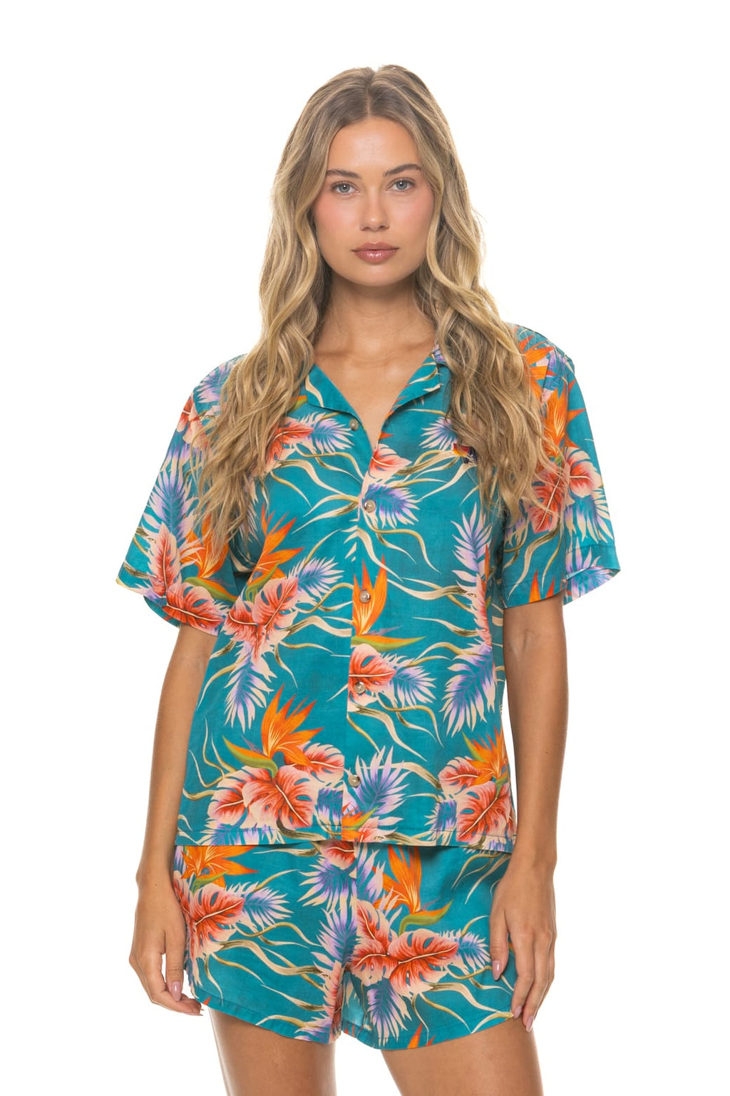 Retro WOMENS COTTON LUXE POPLIN SHORT - BLUE HAWAII