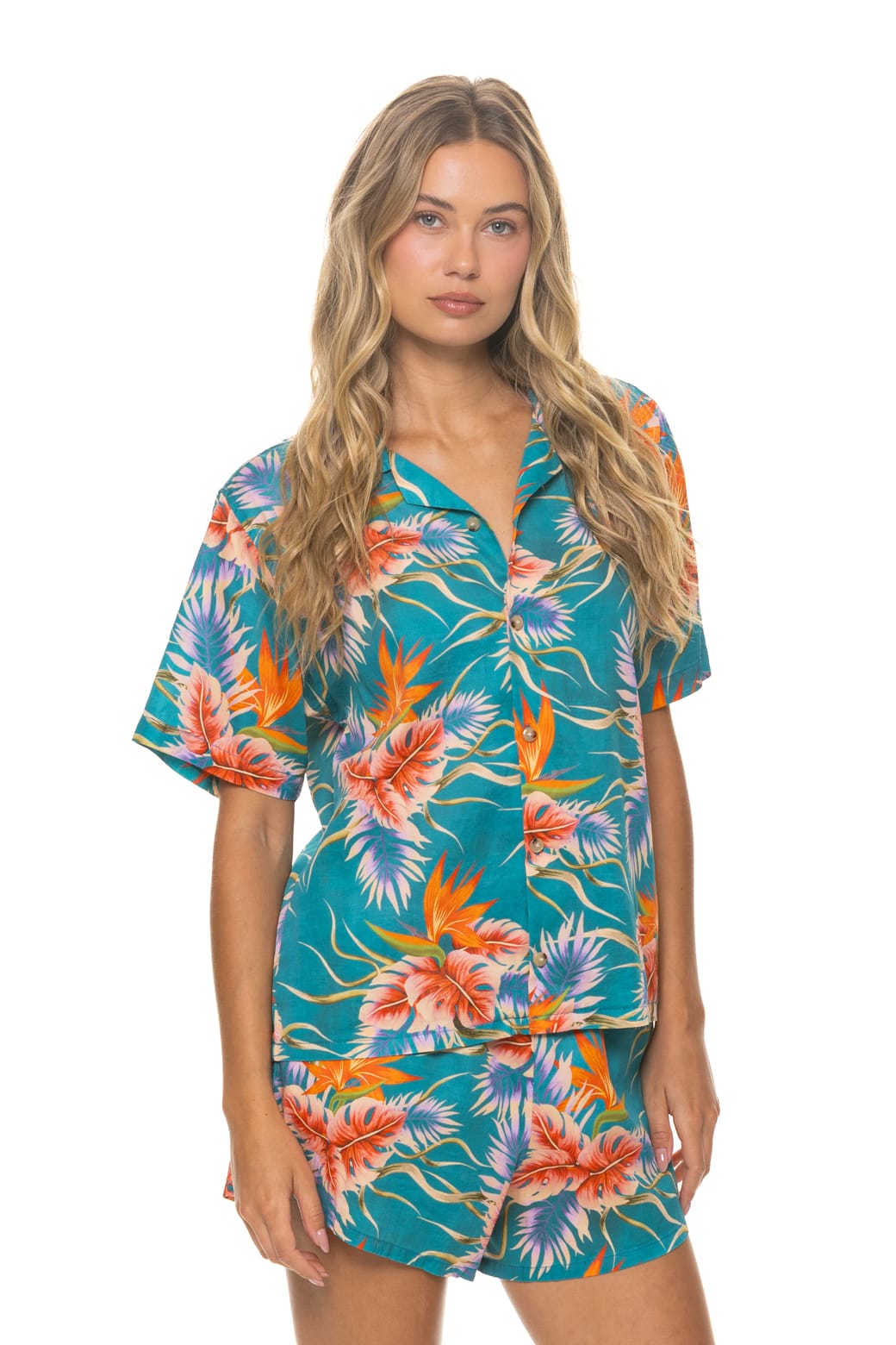 Retro WOMENS COTTON LUXE POPLIN SHORT - BLUE HAWAII