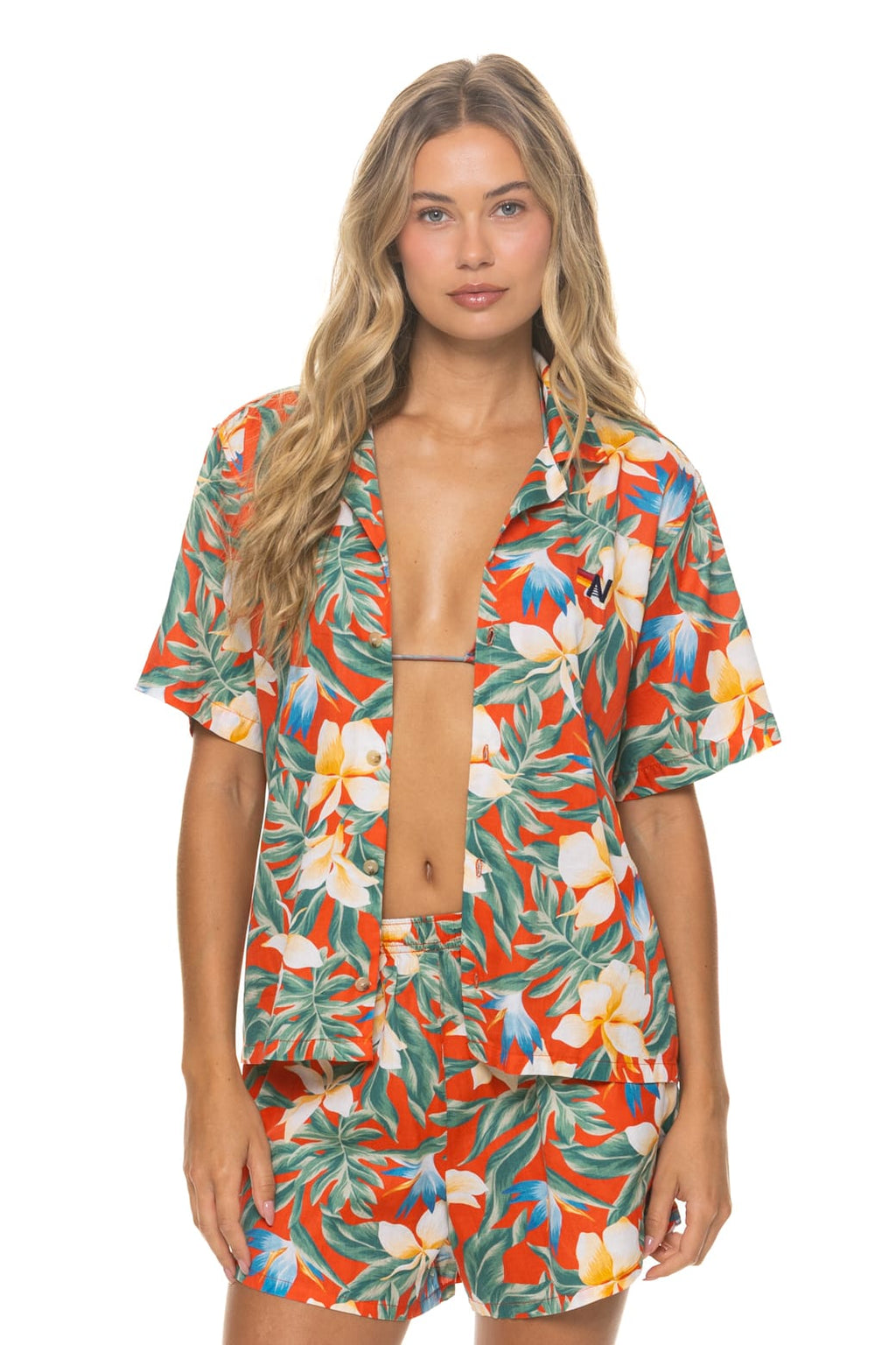 Retro WOMENS COTTON LUXE POPLIN SHORT - RED KAUAI