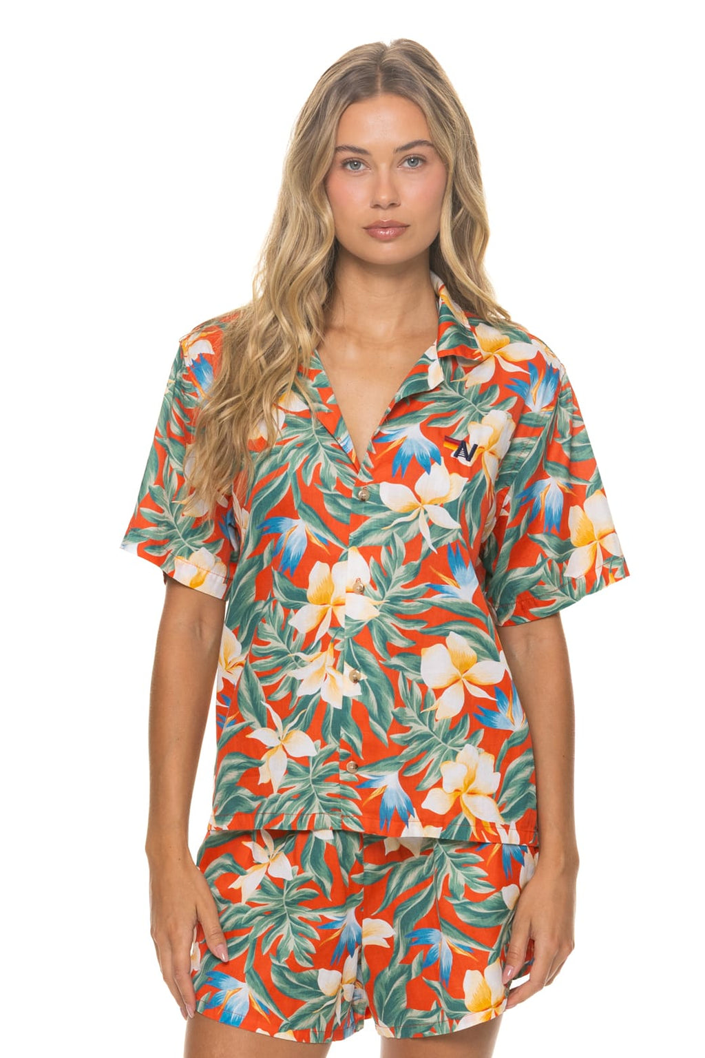 Retro WOMENS COTTON LUXE POPLIN SHORT - RED KAUAI