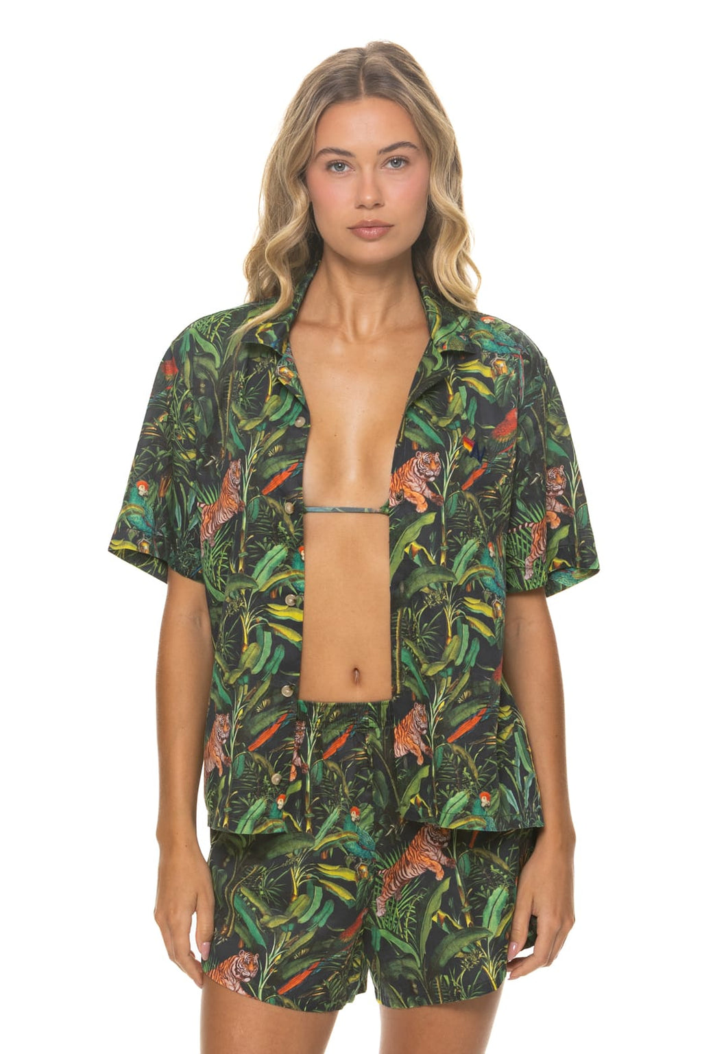 Retro WOMENS COTTON LUXE POPLIN SHORT - VINTAGE BLACK JUNGLE