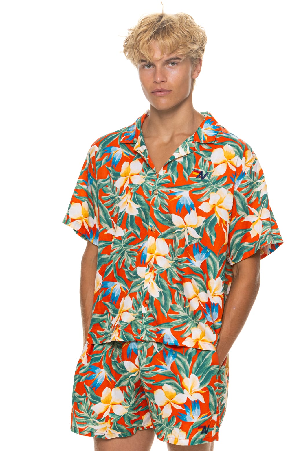 Retro MENS COTTON LUXE POPLIN RELAXED SHORT - RED KAUAI