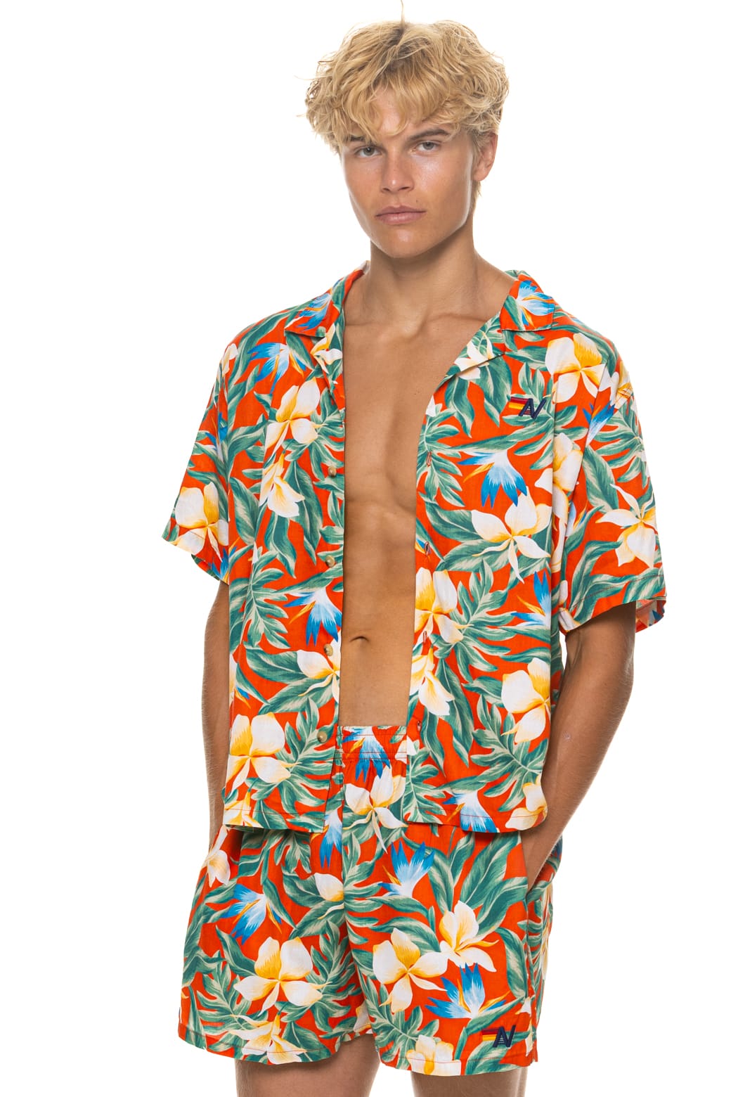 Retro MENS COTTON LUXE POPLIN RELAXED SHORT - RED KAUAI