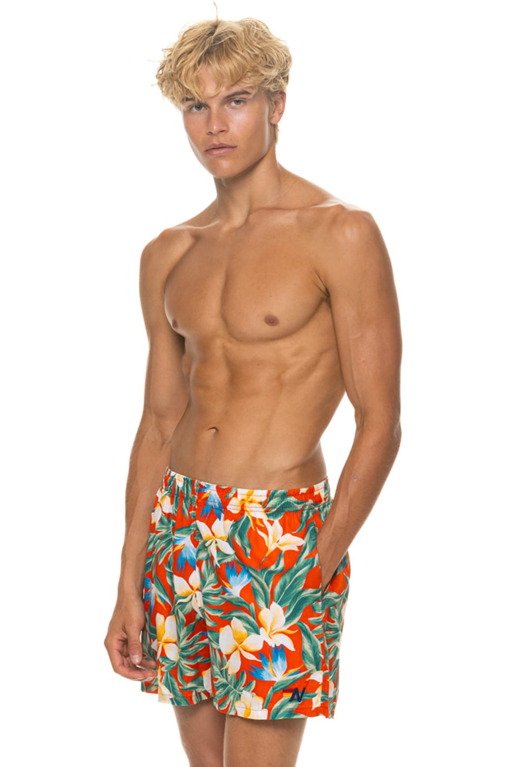 Retro MENS COTTON LUXE POPLIN RELAXED SHORT - RED KAUAI