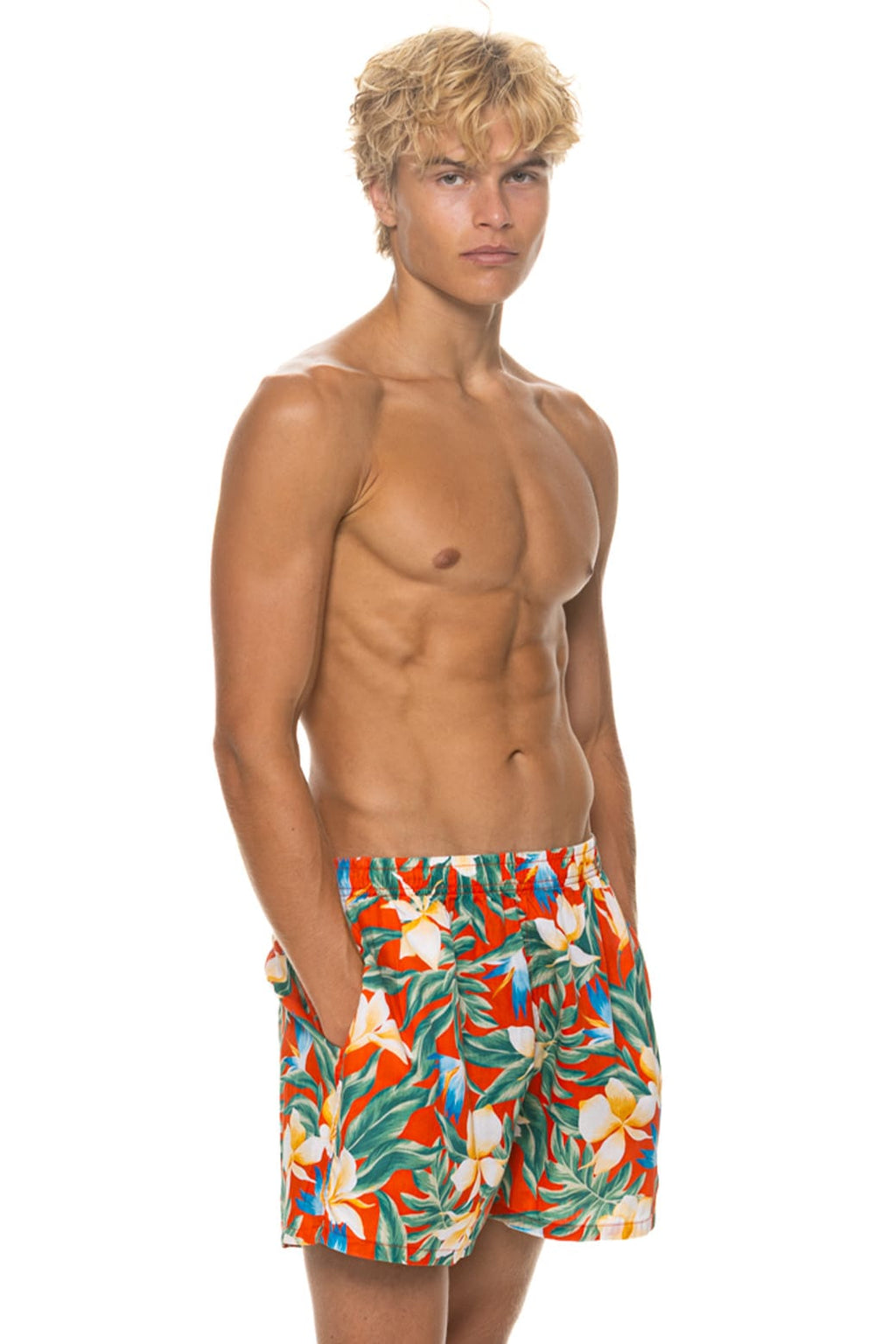 Retro MENS COTTON LUXE POPLIN RELAXED SHORT - RED KAUAI