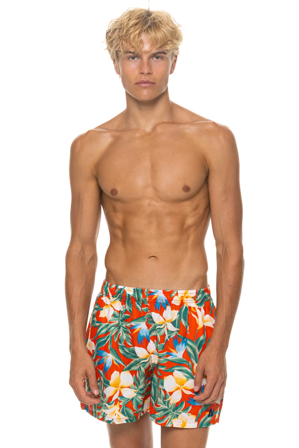 Retro MENS COTTON LUXE POPLIN RELAXED SHORT - RED KAUAI
