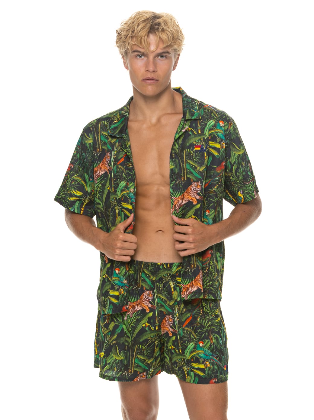 Retro MENS COTTON LUXE POPLIN RELAXED SHORT - VINTAGE BLACK JUNGLE