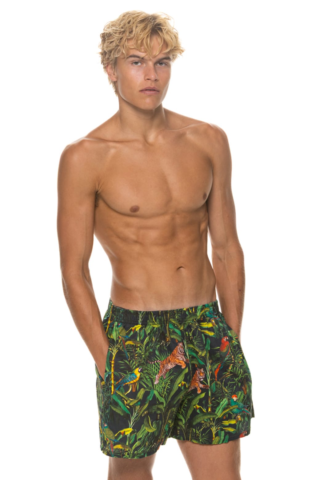 Retro MENS COTTON LUXE POPLIN RELAXED SHORT - VINTAGE BLACK JUNGLE