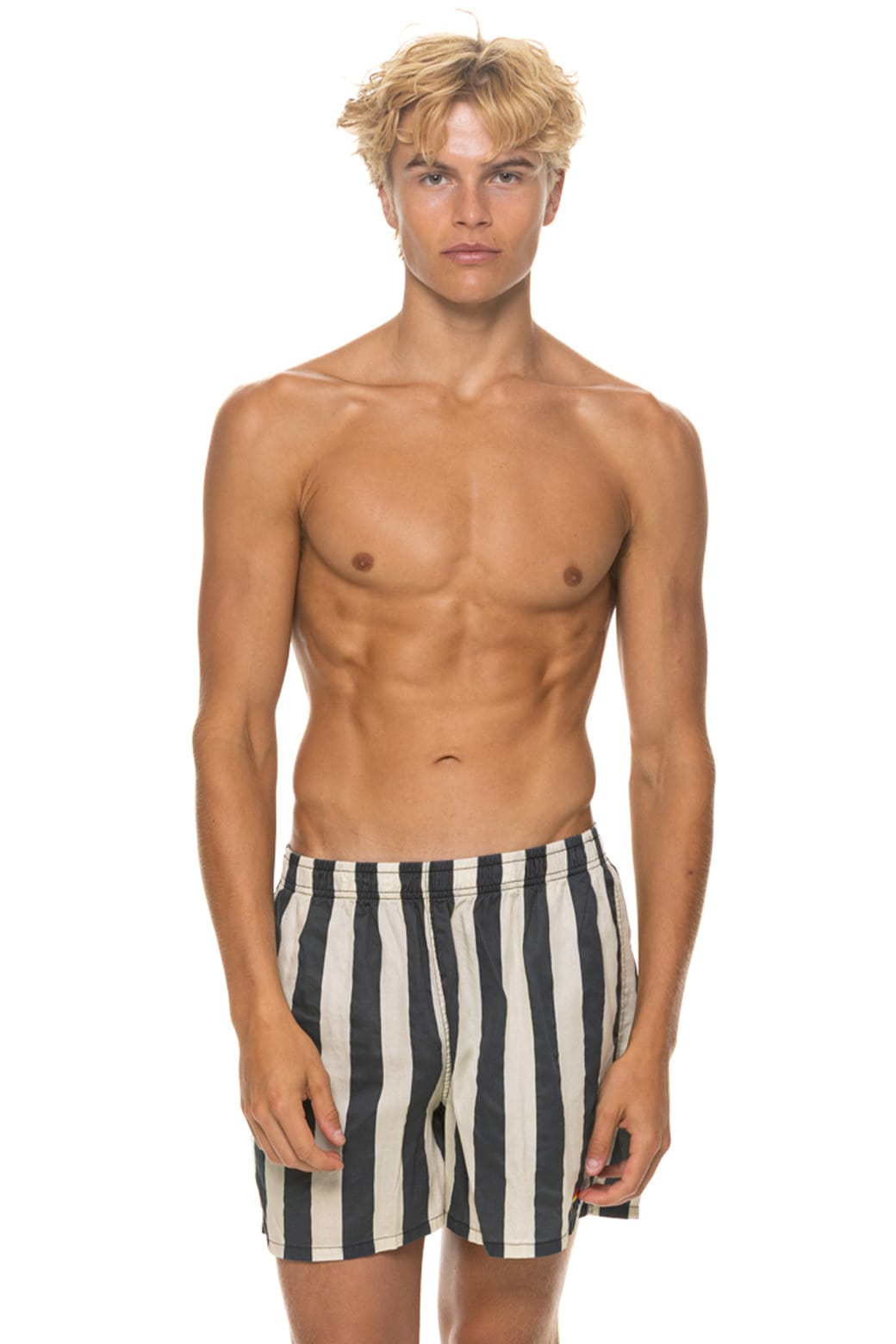 Retro MENS COTTON LUXE POPLIN RELAXED SHORT - VINTAGE BLACK STRIPE