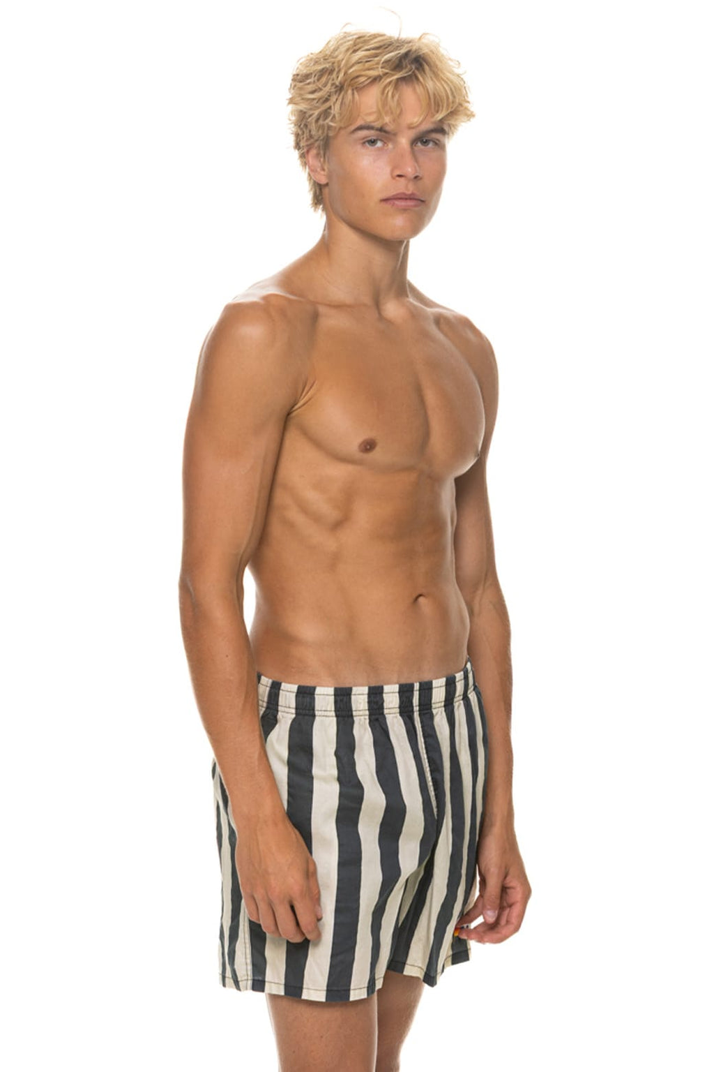 Retro MENS COTTON LUXE POPLIN RELAXED SHORT - VINTAGE BLACK STRIPE