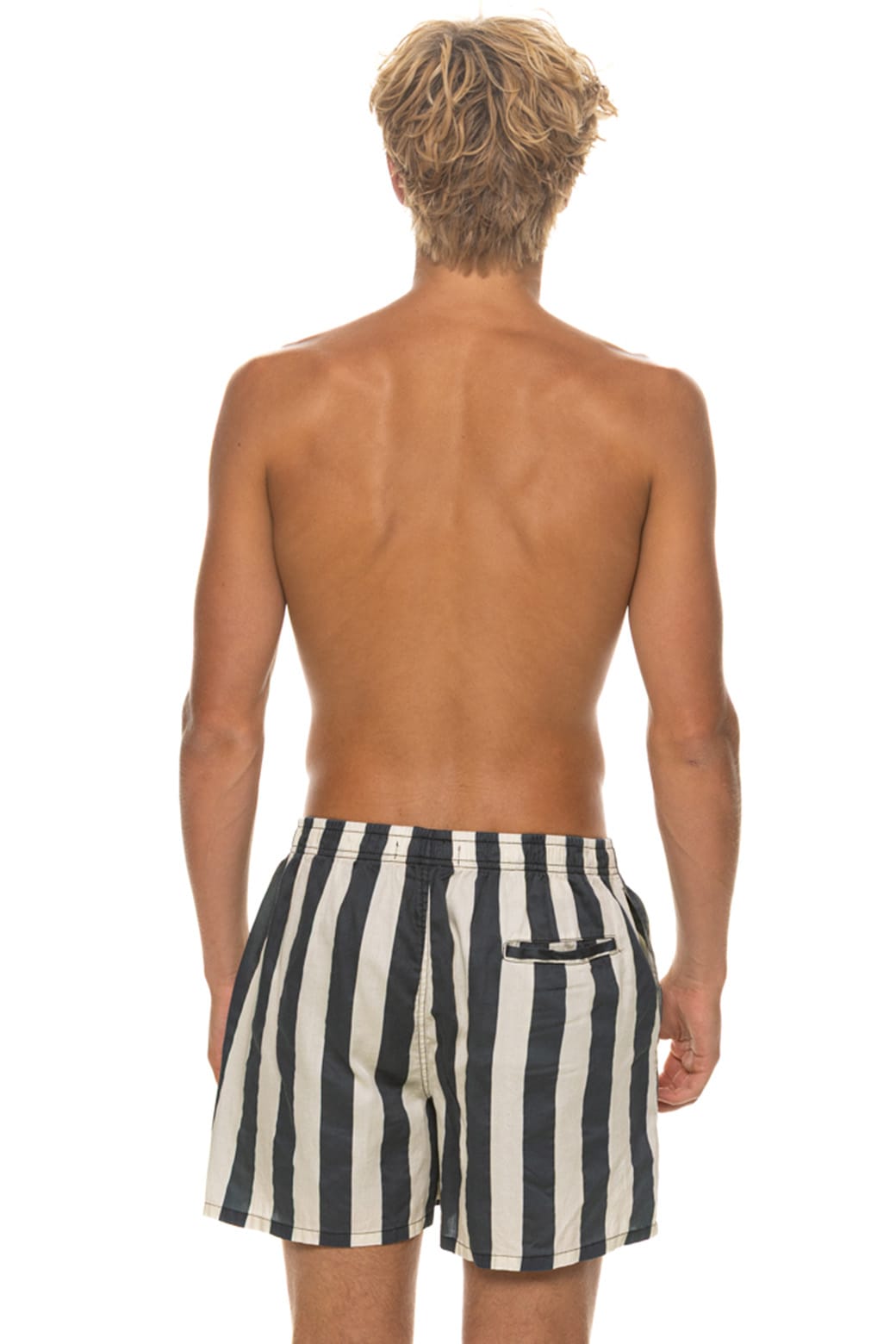 Retro MENS COTTON LUXE POPLIN RELAXED SHORT - VINTAGE BLACK STRIPE