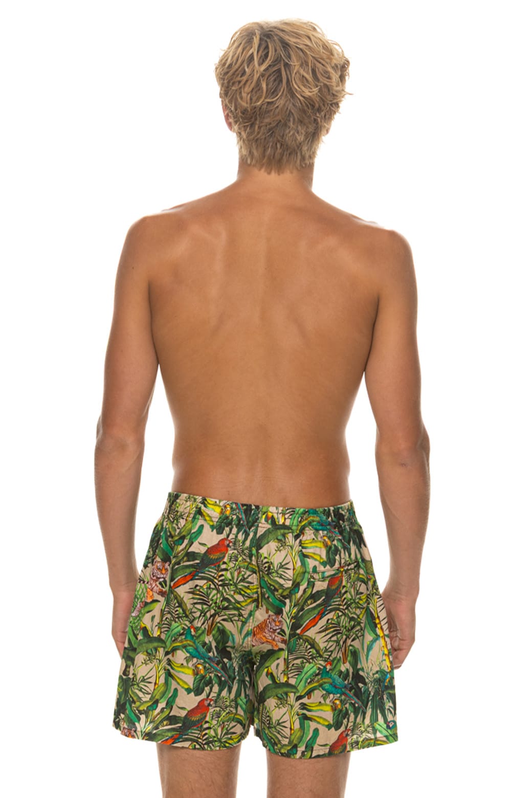 Retro MENS COTTON LUXE POPLIN RELAXED SHORT - VINTAGE WHITE JUNGLE