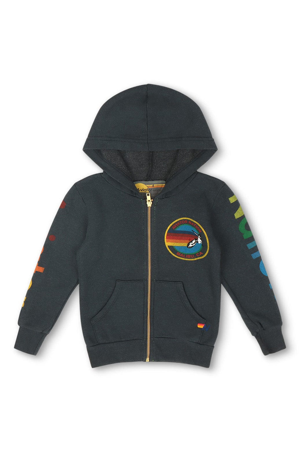 Retro KIDS AVIATOR NATION MALIBU ZIP HOODIE - CHARCOAL