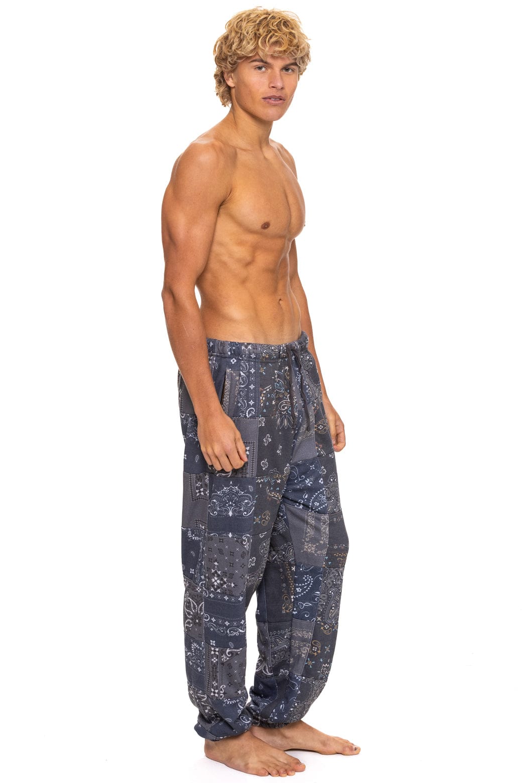 Retro BANDANA QUILTED SWEATPANTS - CHARCOAL