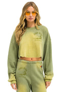 Retro VENICE SURFER CROPPED CREW SWEATSHIRT RELAXED - FADED ARMY