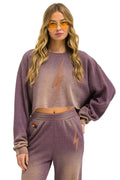 Retro BOLT STITCH CROPPED CREW SWEATSHIRT RELAXED - FADED MOCHA