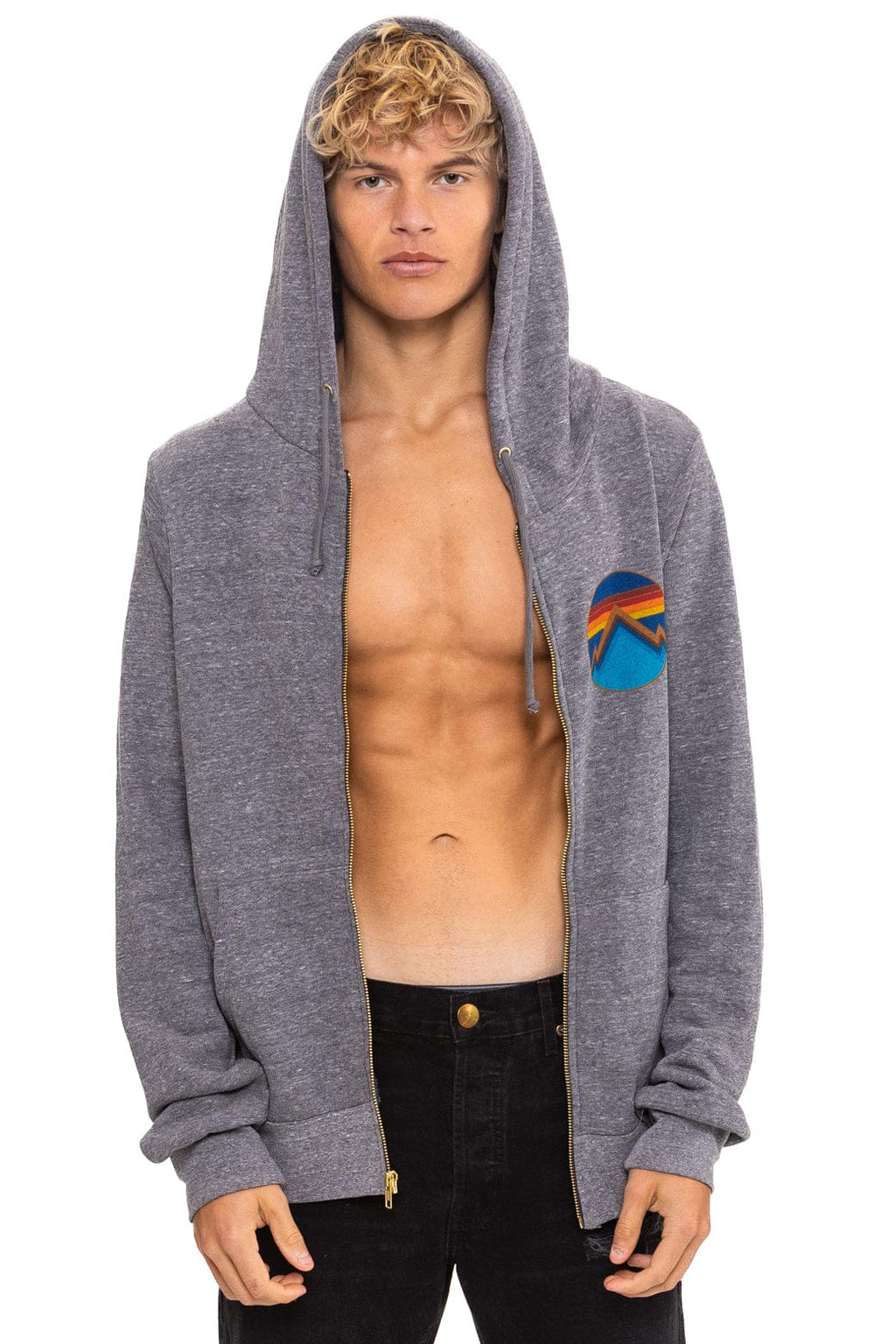 Retro ALL SEASONS CIRCLE ZIP HOODIE - HEATHER GREY