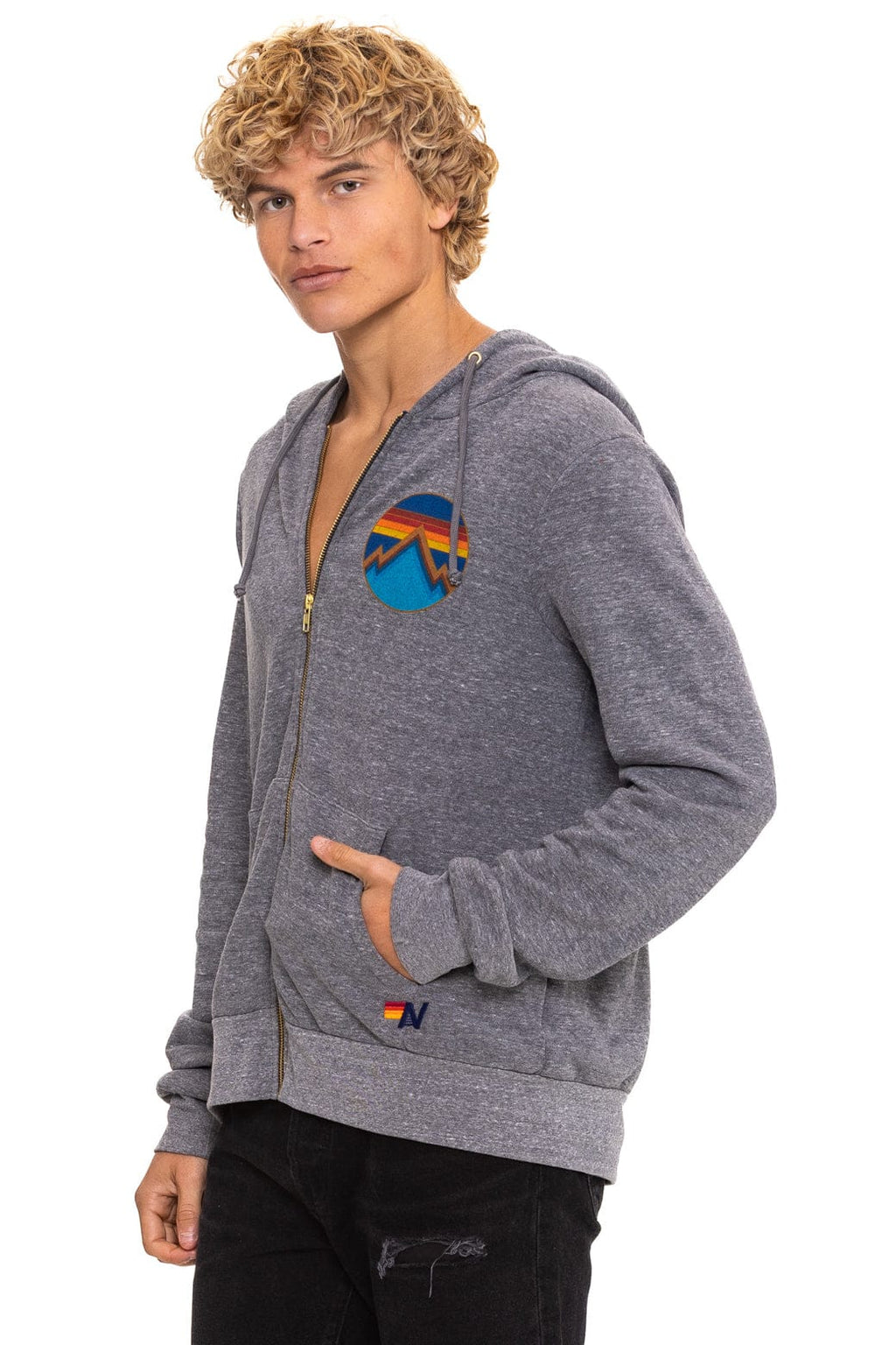 Retro ALL SEASONS CIRCLE ZIP HOODIE - HEATHER GREY