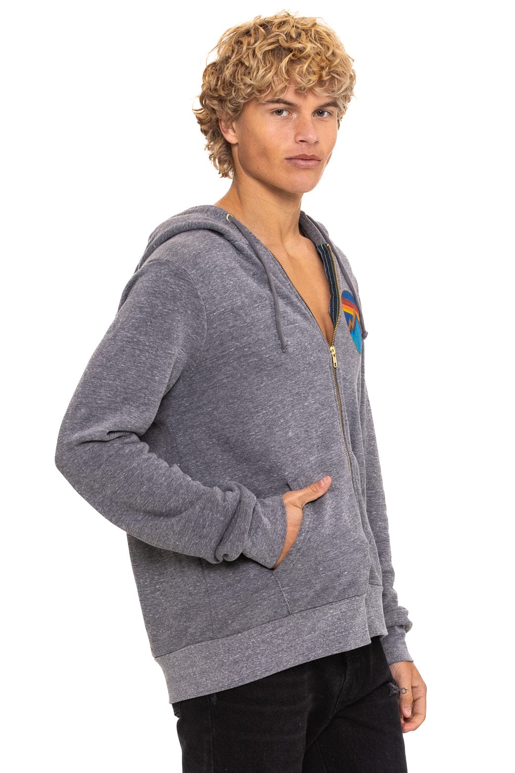 Retro ALL SEASONS CIRCLE ZIP HOODIE - HEATHER GREY