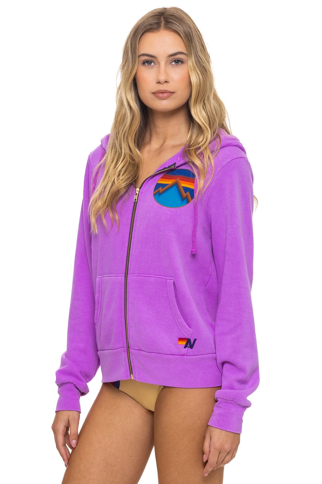 Retro ALL SEASONS CIRCLE ZIP HOODIE - NEON PURPLE