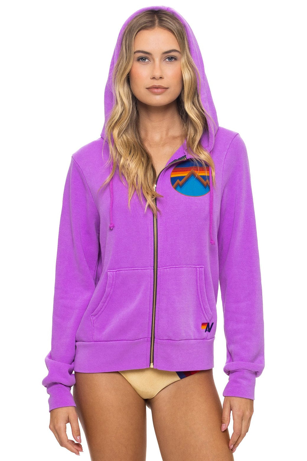 Retro ALL SEASONS CIRCLE ZIP HOODIE - NEON PURPLE