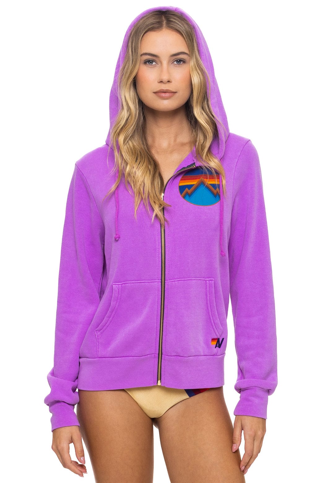 Retro ALL SEASONS CIRCLE ZIP HOODIE - NEON PURPLE