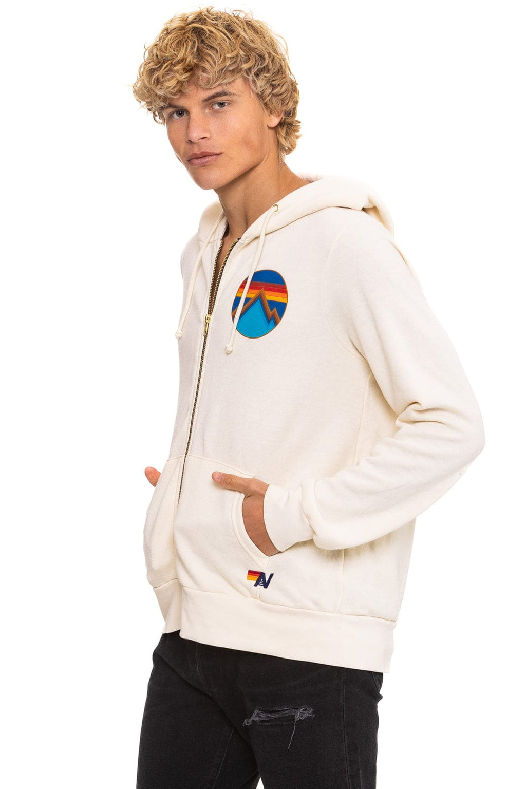 Retro ALL SEASONS CIRCLE ZIP HOODIE - VINTAGE WHITE