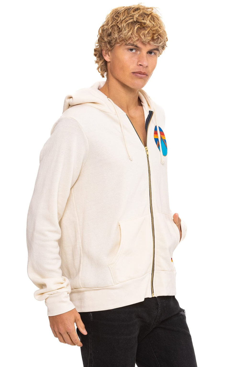 Retro ALL SEASONS CIRCLE ZIP HOODIE - VINTAGE WHITE