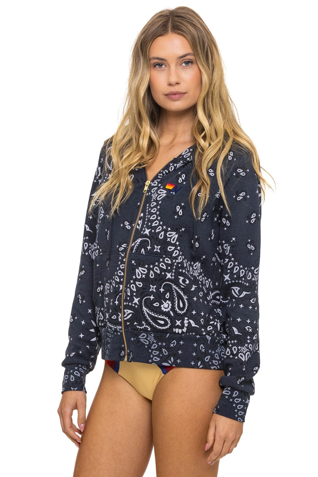 Retro BANDANA ZIP HOODIE - CHARCOAL