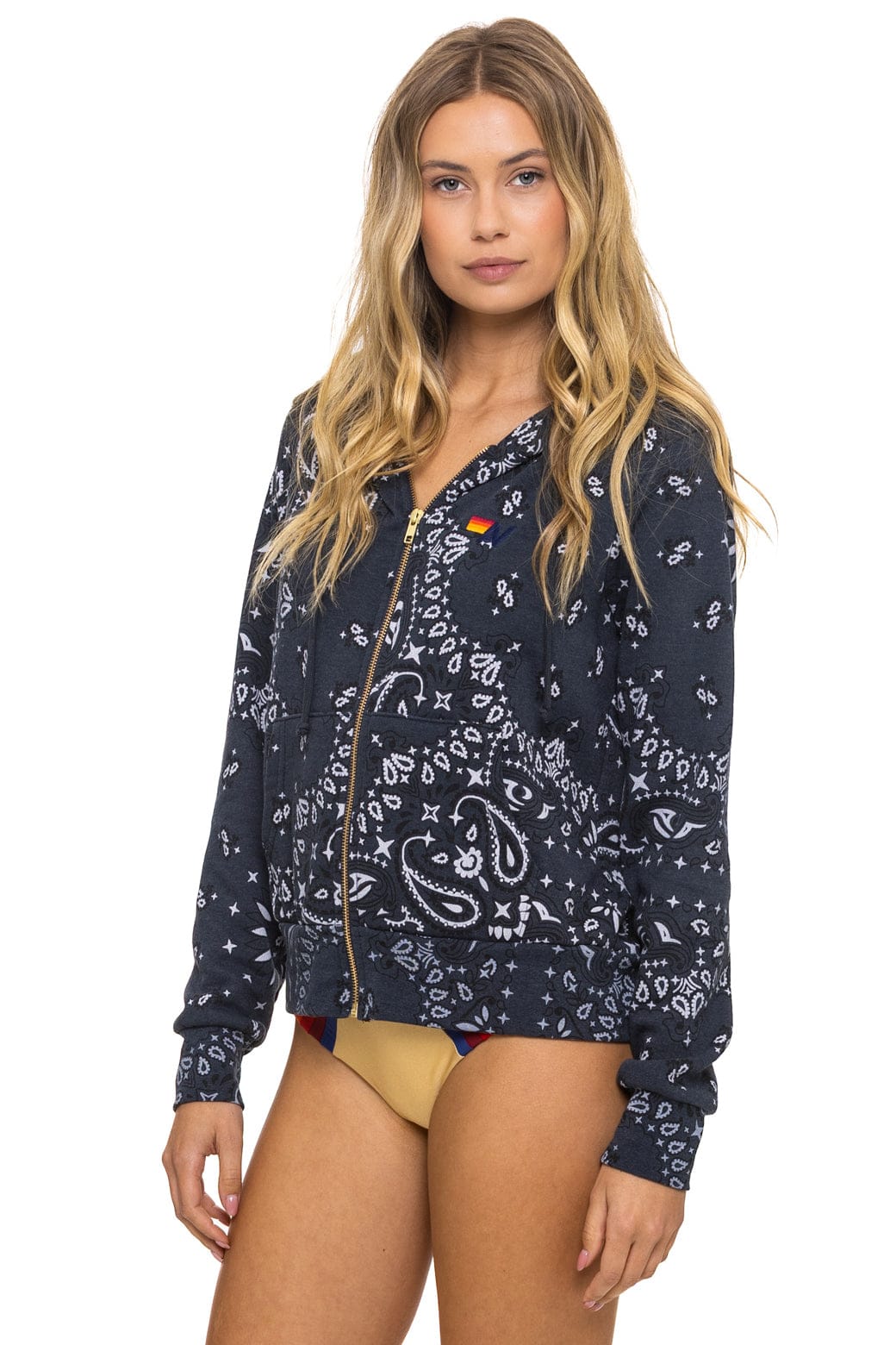 Retro BANDANA ZIP HOODIE - CHARCOAL