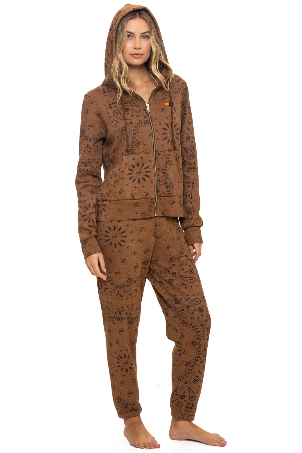 Retro BANDANA ZIP HOODIE - CINNAMON