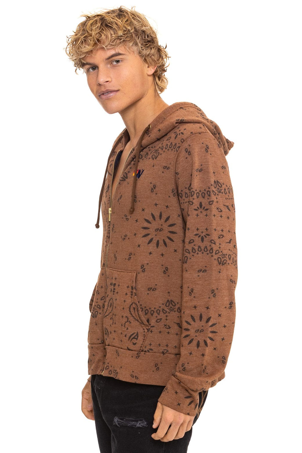 Retro BANDANA ZIP HOODIE - CINNAMON
