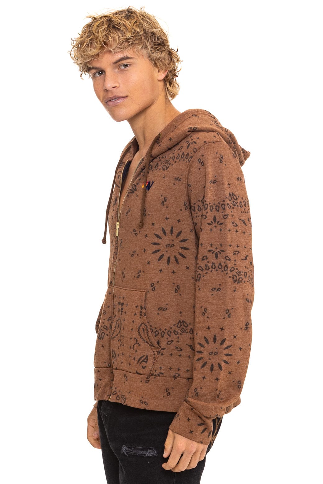 Retro BANDANA ZIP HOODIE - CINNAMON