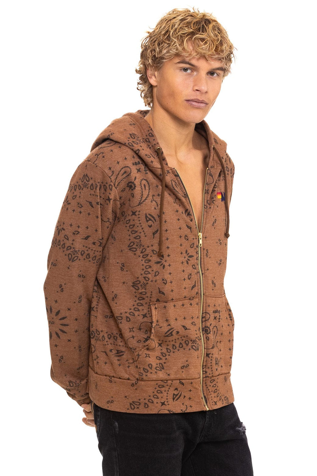 Retro BANDANA ZIP HOODIE - CINNAMON